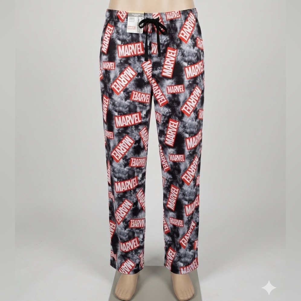 Marvel Men's Black And Red Logo Pajama Pants